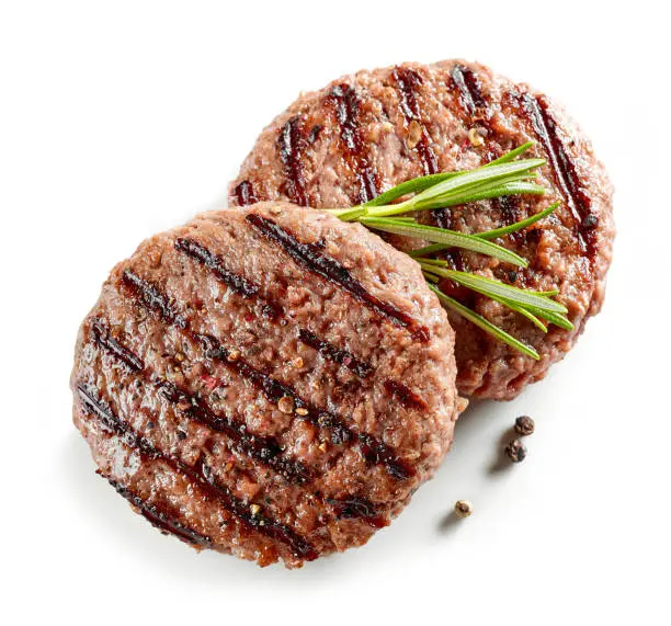 Photo of freshly grilled burger meat