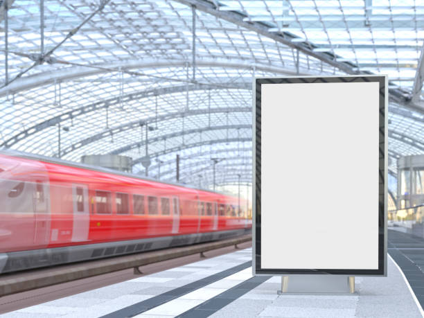 Blank Billboard at Railway Station Blank Billboard at Railway Station railroad station platform stock pictures, royalty-free photos & images