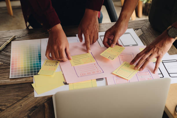 istock Web designer meeting  planning application for mobile phone. Design Online Technology Content, Ideas Proposal Strategy Tactics Vision Design Concept 1003998592