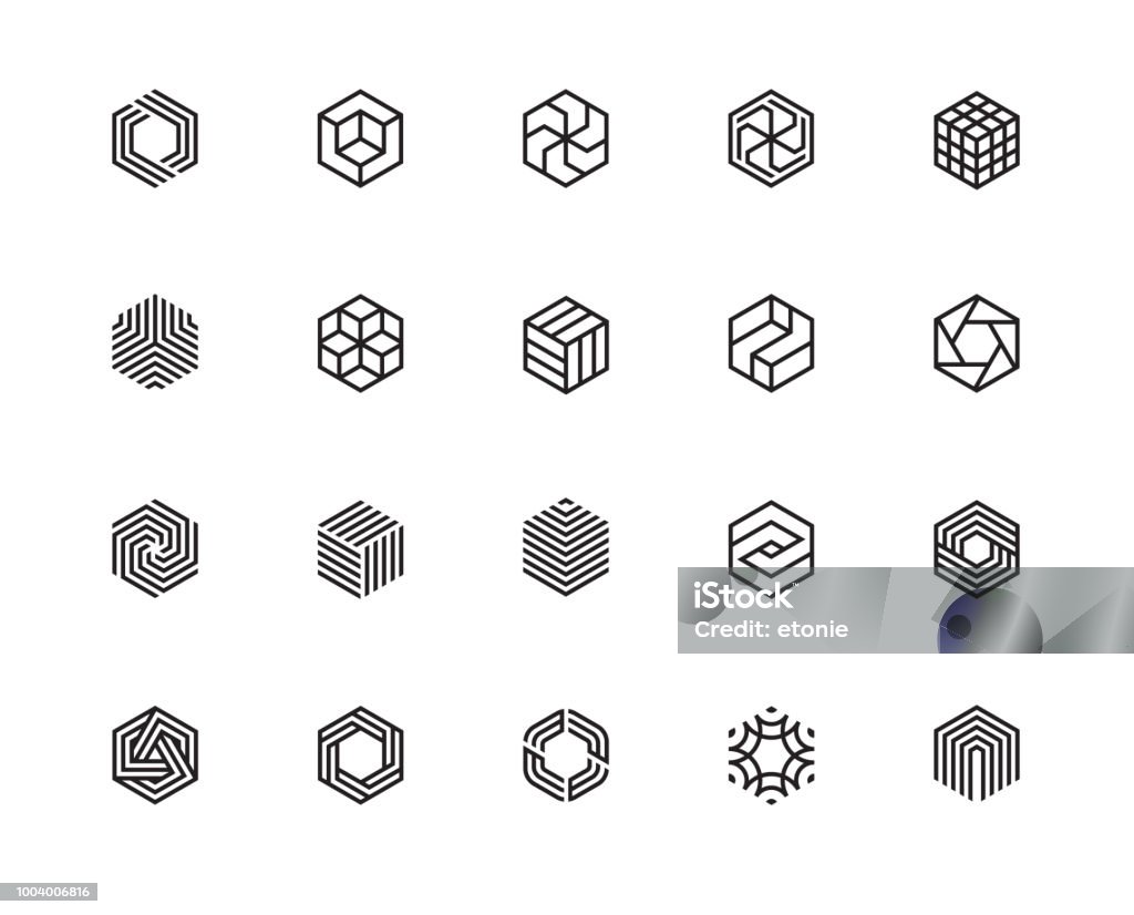 Hexagon icons PF Geometric Shape, Hexagon, Six, Logo, Design Concept, Creative Symbol, High Quality, Icon, Vector and Illustration Icon Symbol stock vector