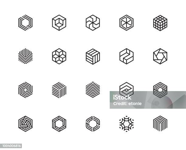 Hexagon Icons Pf Stock Illustration - Download Image Now - Icon Symbol, Logo, Hexagon