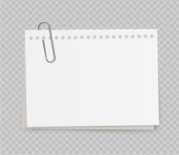 ilustraciones, imágenes clip art, dibujos animados e iconos de stock de papel de nota realista vector de notas con clip de papel sobre fondo transparente. - sheet adhesive note paper note pad