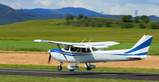 istock Sport airplane taking up from runway 1004021668