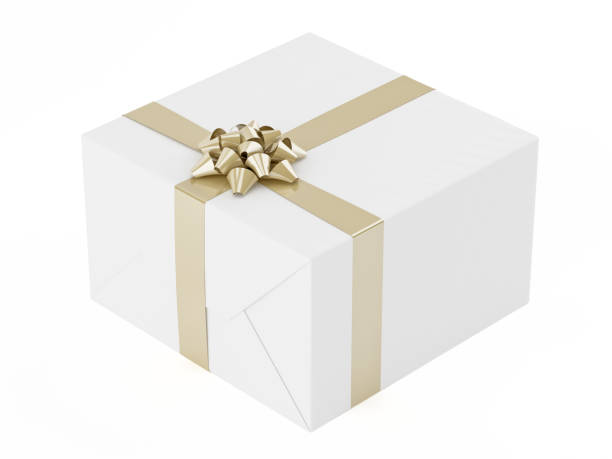 istock A white gift box with gold ribbon 1004023176