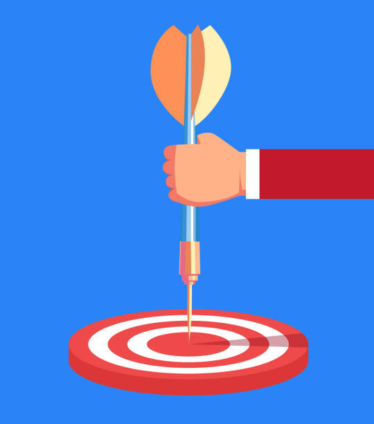 ilustrações de stock, clip art, desenhos animados e ícones de businessman inserts darts into the bulls eye - target sport target target shooting bulls eye