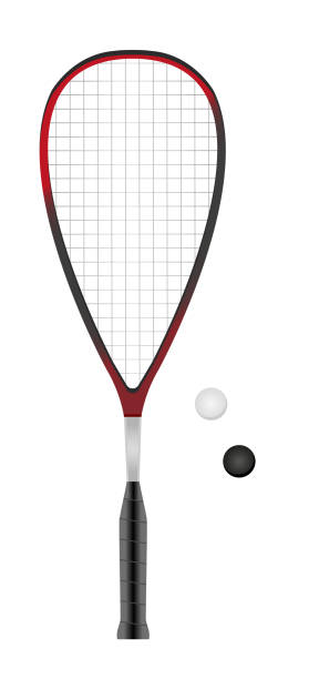 illustrations, cliparts, dessins animés et icônes de raquette de squash ou de racketball et deux boules - tennis racket ball isolated