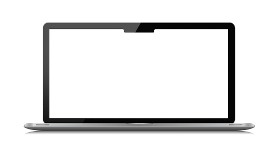 (Clipping path) Portátil de pantalla ancha aislado sobre fondo blanco photo