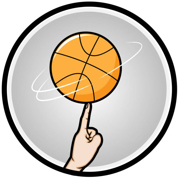 Illustration of Finger is playing basketball vector art illustration