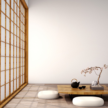 diseño de interiores, moderno salón de estilo japonés photo