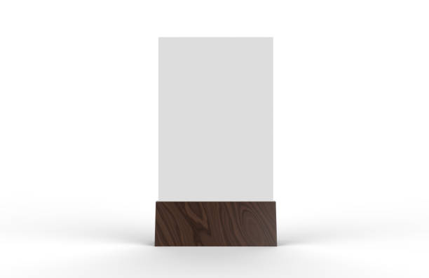Blank table tent mock up template on isolated white background, Stand for acrylic tent card Used for Menu Bar and restaurant, 3d illustration