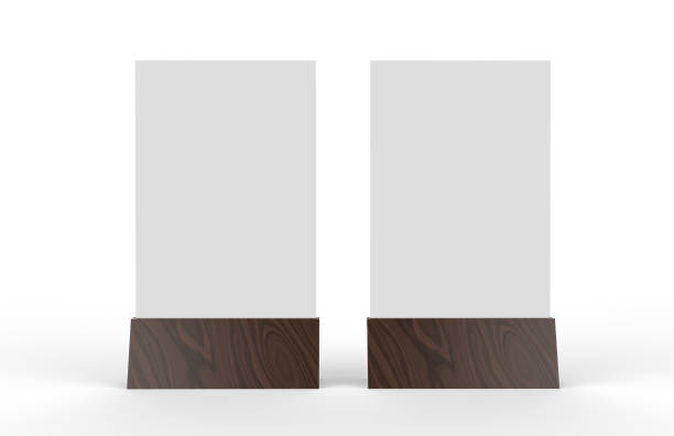 istock Blank table tent mock up template on isolated white background, Stand for acrylic tent card Used for Menu Bar and restaurant, 3d illustration 1004073322