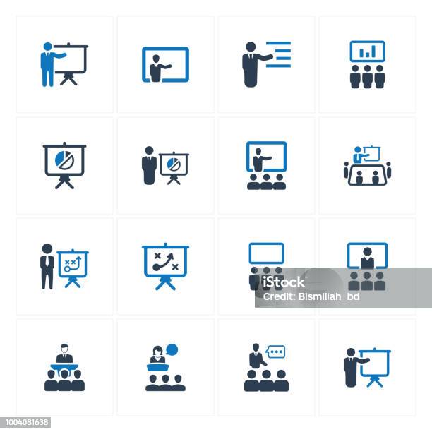 Business Presentation Icons Stock Illustration - Download Image Now - Icon Symbol, Education Training Class, Presentation - Speech