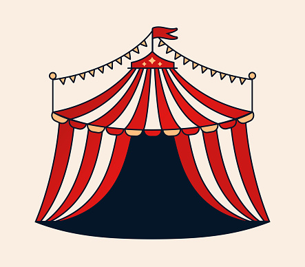 Circus tent line drawing design illustration.