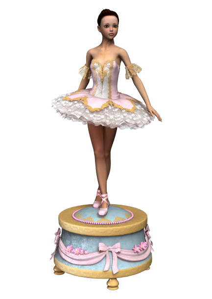 ballerine d’illustration 3d sur le blanc - music box photos et images de collection