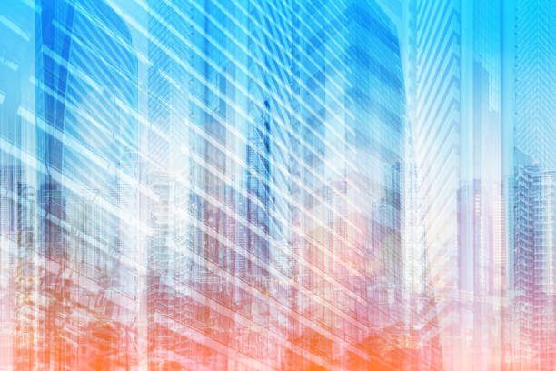technology ideas concept with double exposure building with color and filter tone