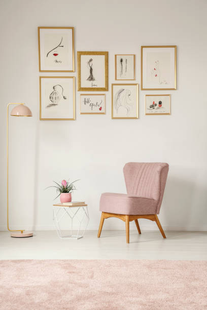 istock Pink and white living room 1004109136