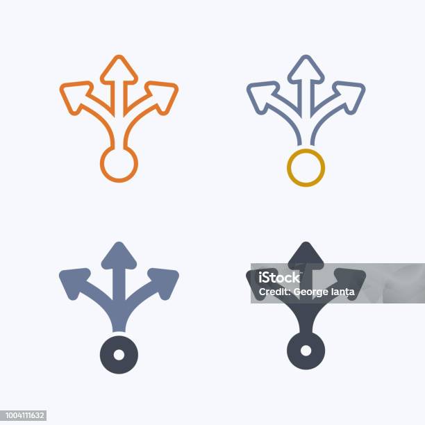 Three Way Split Pastel Icons Stock Illustration - Download Image Now - Icon Symbol, Decisions, Choice