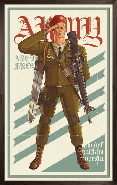 육군 포스터 - veteran military armed forces saluting stock illustrations