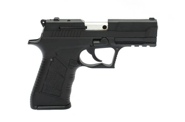 istock automatic pisto, handgunl on a white background 1004118208