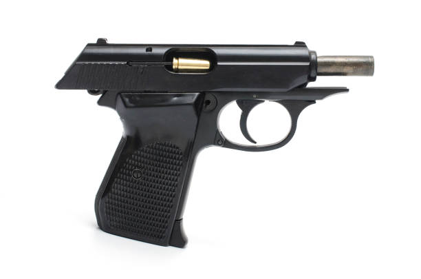 istock pistol with open slide isolated on white 1004118236