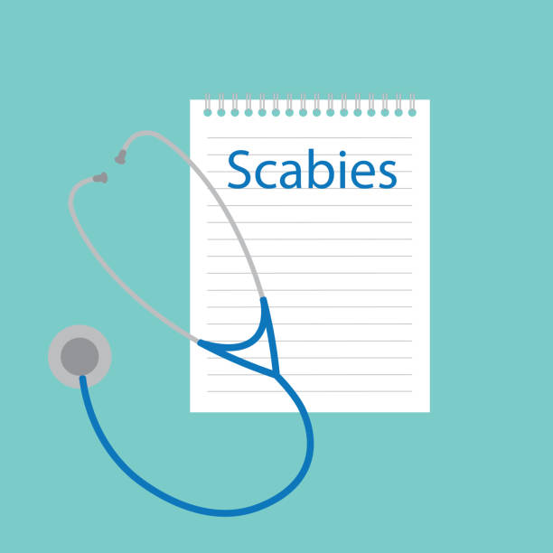 Scabies written in a notebook Scabies written in a notebook- vector illustration sarcoptes scabiei stock illustrations