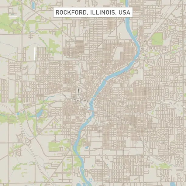 Vector illustration of Rockford Illinois US City Street Map