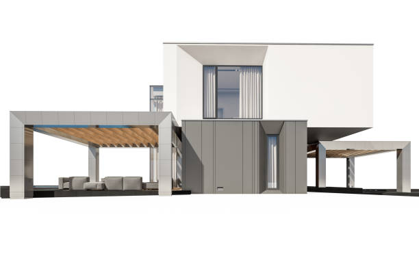 istock 3d rendering of modern cozy house isolated on white. 1004165872