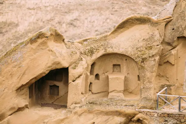 Photo of Sagarejo Municipality, Kakheti Region, Georgia. Ancient Rock-hewn Georgian Orthodox David Gareja Monastery Complex. Monastery Is Located Is Southeast Of Tbilisi. 6th Ñ. Hundreds Of Cells, Churches