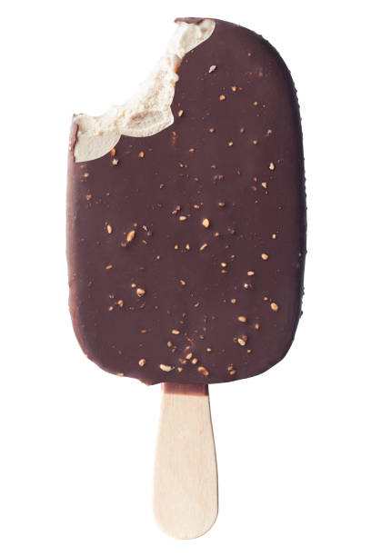 ice cream covered with chocolate, clipping path, isolated on whi