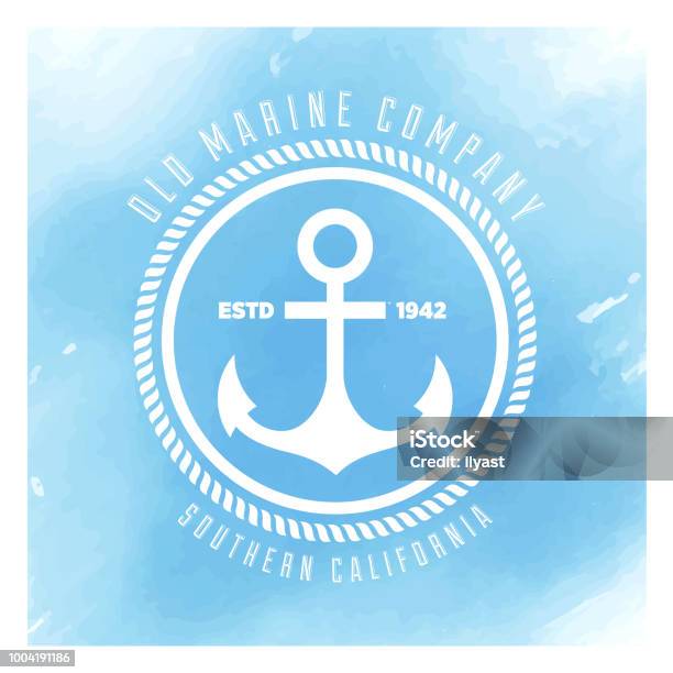 Anchor Badge Watercolor Background Stock Illustration - Download Image Now - Backgrounds, Nautical Vessel, Sailor