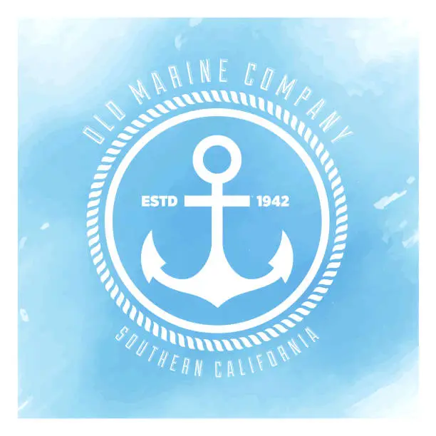 Vector illustration of Anchor Badge Watercolor Background