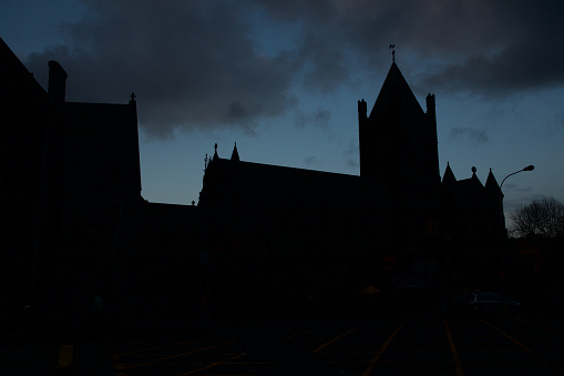 Christchurch Cathedral, Dublin in silhouette.