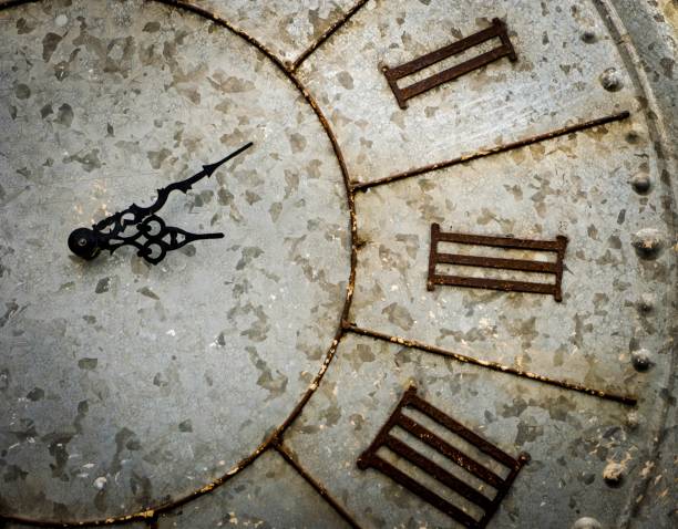 istock close up old and dirty rusty clock which its was made from steel. 1004194976