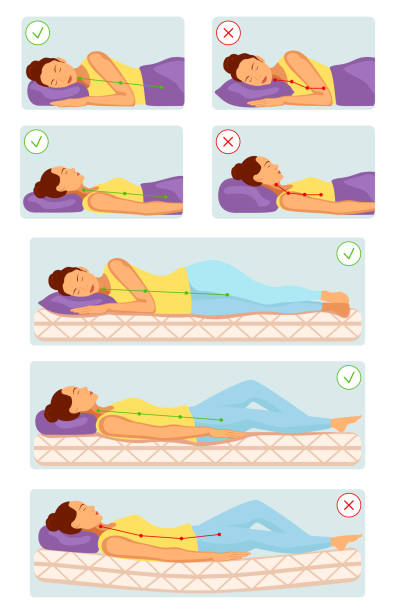 ilustrações, clipart, desenhos animados e ícones de poses de sono corretos e incorretos - wrong side