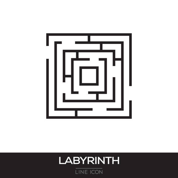 labyrinth-line-symbol - labyrinth stock-grafiken, -clipart, -cartoons und -symbole