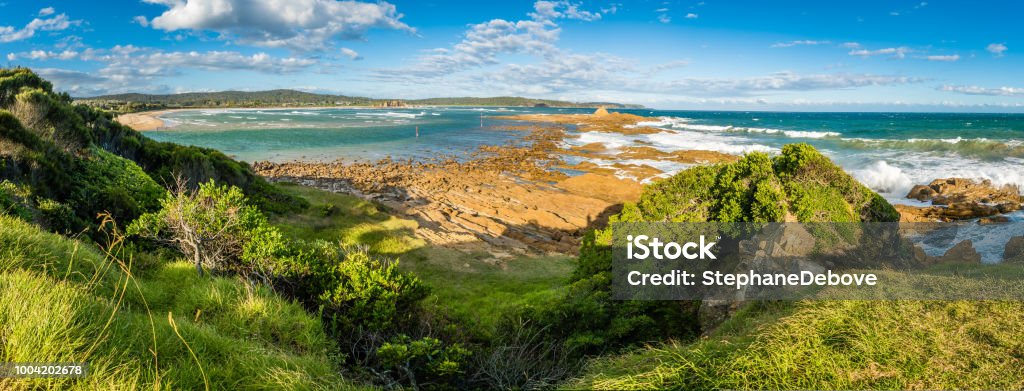 Panorama de Batemans Bay ao pôr do sol no verão - Foto de stock de Austrália royalty-free