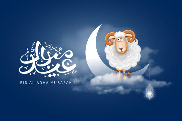 ilustrações, clipart, desenhos animados e ícones de eid al adha mubarak - lantern wishing sky night