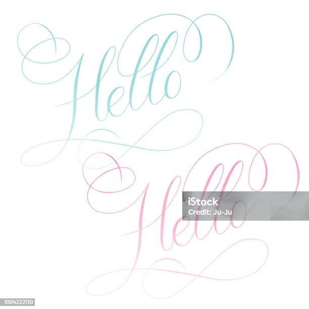 Hello Rises Text Hello Text Calligraphy With Flourish Elements Vector Stock Illustration ...