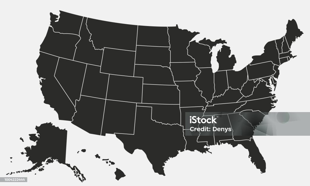 USA Karte isolierten auf weißen Hintergrund. Karte der Vereinigten Staaten von Amerika. Vektor-Vorlage. - Lizenzfrei USA Vektorgrafik