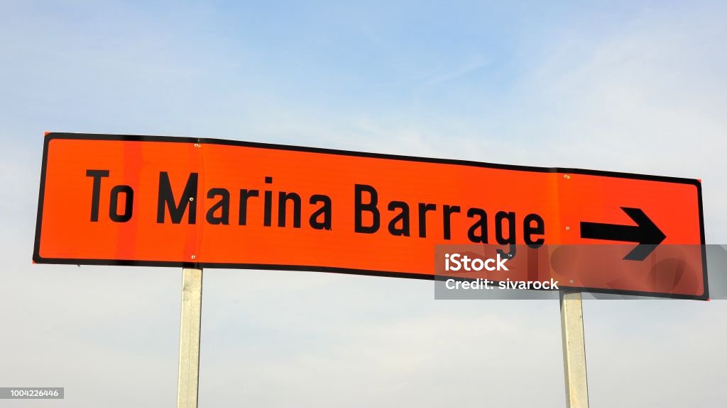 Direction to Marina Barrage Arrow Symbol Stock Photo