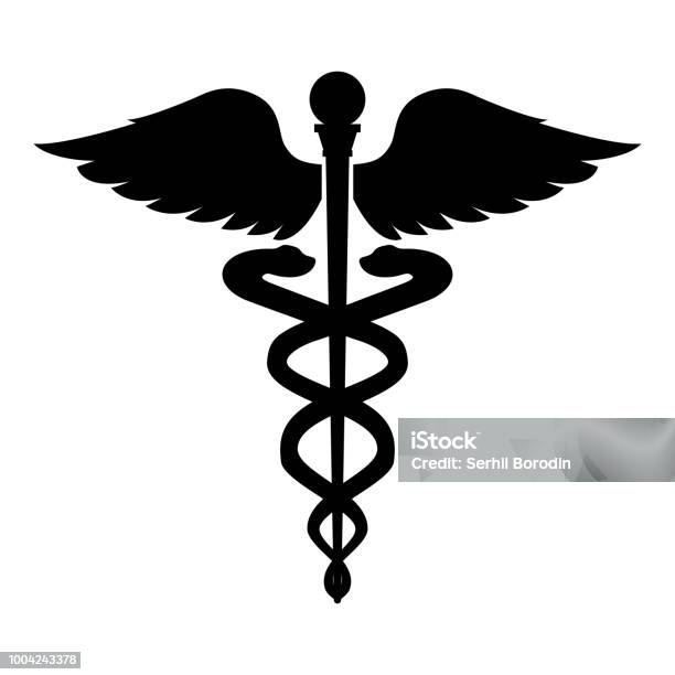 Hermesstab Gesundheit Symbol Asklepios Zauberstab Schwarz Farbe Abbildung Flachen Stil Einfach Symbolbild Stock Vektor Art und mehr Bilder von Gesundheitswesen und Medizin
