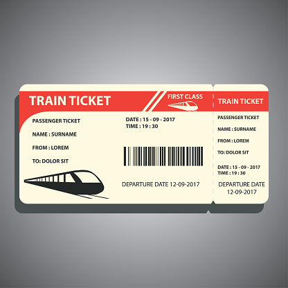 train ticket for traveling by train. vector illustration