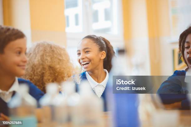 Students In Chemistry Lab Stock Photo - Download Image Now - Fun, Girls, Science