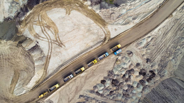 istock Aerial view on open pit mine of sand, hummus and coal 1004257834