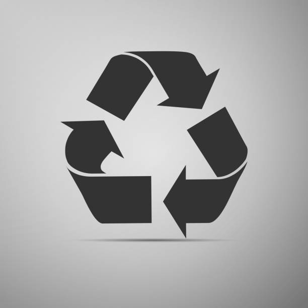 istock Recycle symbol icon isolated on grey background. Environment recyclable go green. Flat design. Vector Illustration 1004270412