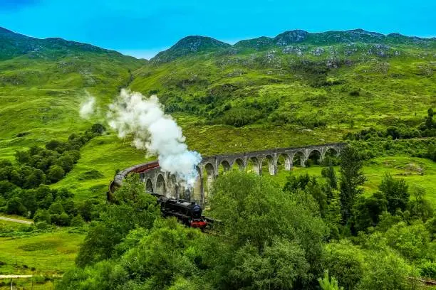 This train and Glenfinnan viaduct which is real in Scotland was been on the movie Harry Potter
