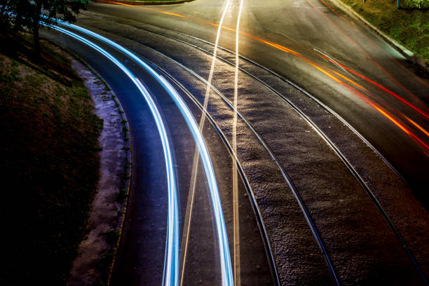 istock Night road lights. Traffic in long exposure. 1004277390