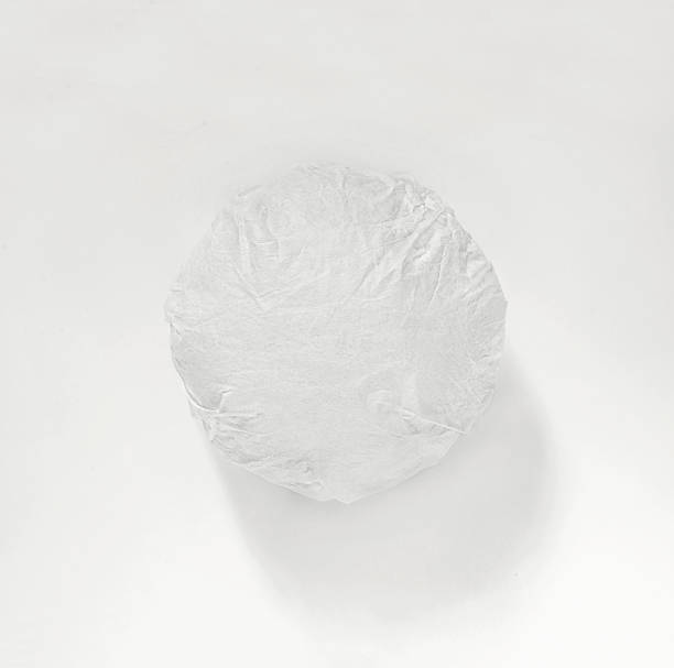 classic burger packed in the wrapping paper on white background. top view. - papel de pão imagens e fotografias de stock