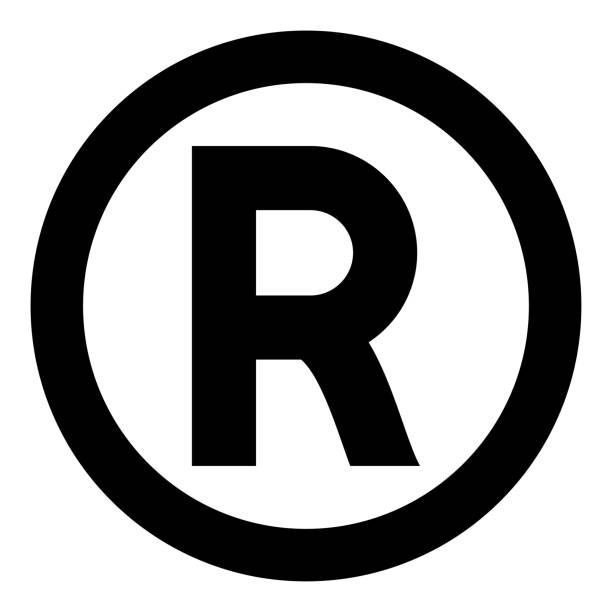 symbol copyright schwarze farbe abbildung flachen stil einfach symbolbild - symbol sign vector letter r stock-grafiken, -clipart, -cartoons und -symbole