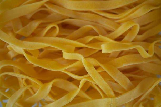 Raw tagliatelle pasta